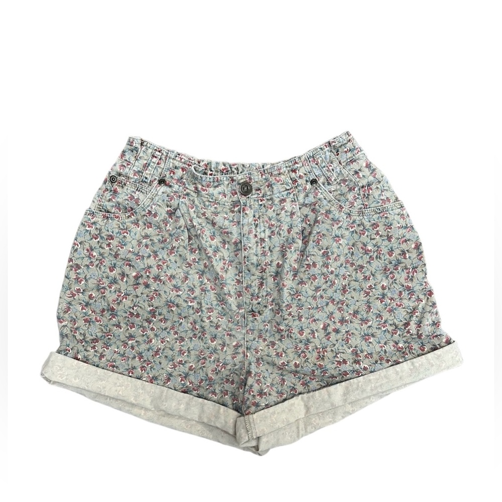 Vintage Liz wear cream floral high waisted mom shorts. Sz. 6P